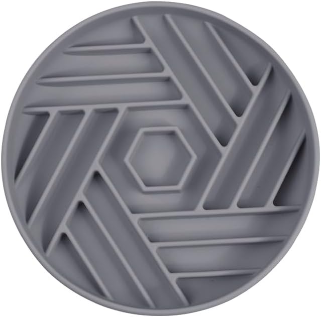 Silicone Slow Feeder Dog Bowl with Suction Cup Base (Grey)
