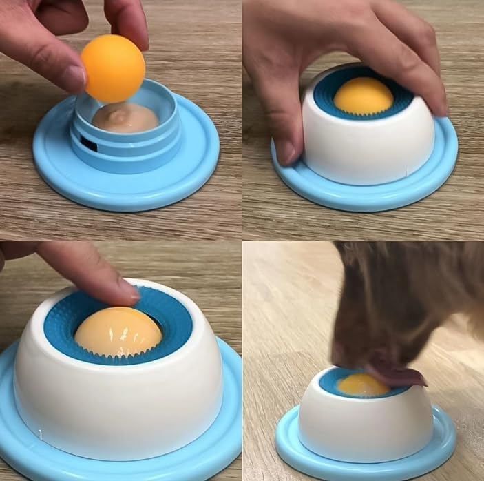 Dog Lick Bowl Roller Ball,Dog Licking Ball Bowl,Slow Feeder Bowl for Food Dispensing,Enhance Your pet's Mental abilities(Blue)