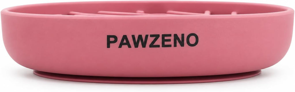 Silicone Slow Feeder Dog Bowl with Suction Cup Base (Pink)