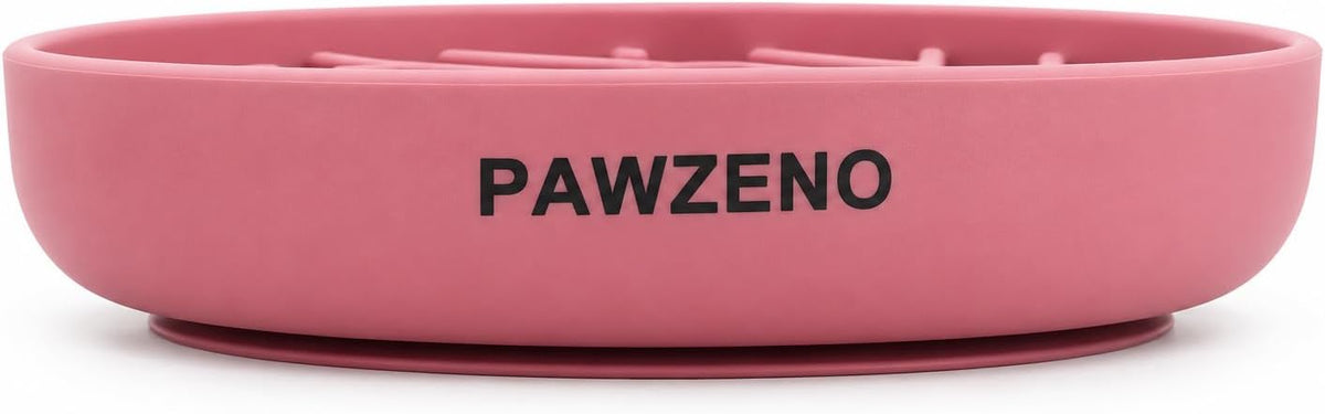 Silicone Slow Feeder Dog Bowl with Suction Cup Base (Pink)