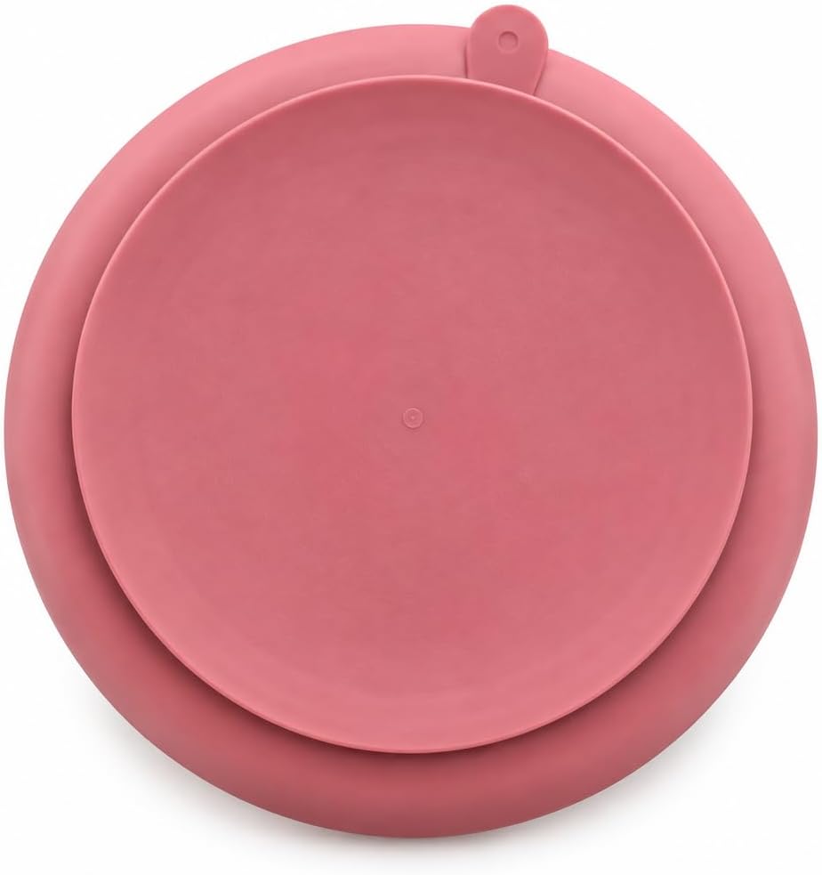 Silicone Slow Feeder Dog Bowl with Suction Cup Base (Pink)