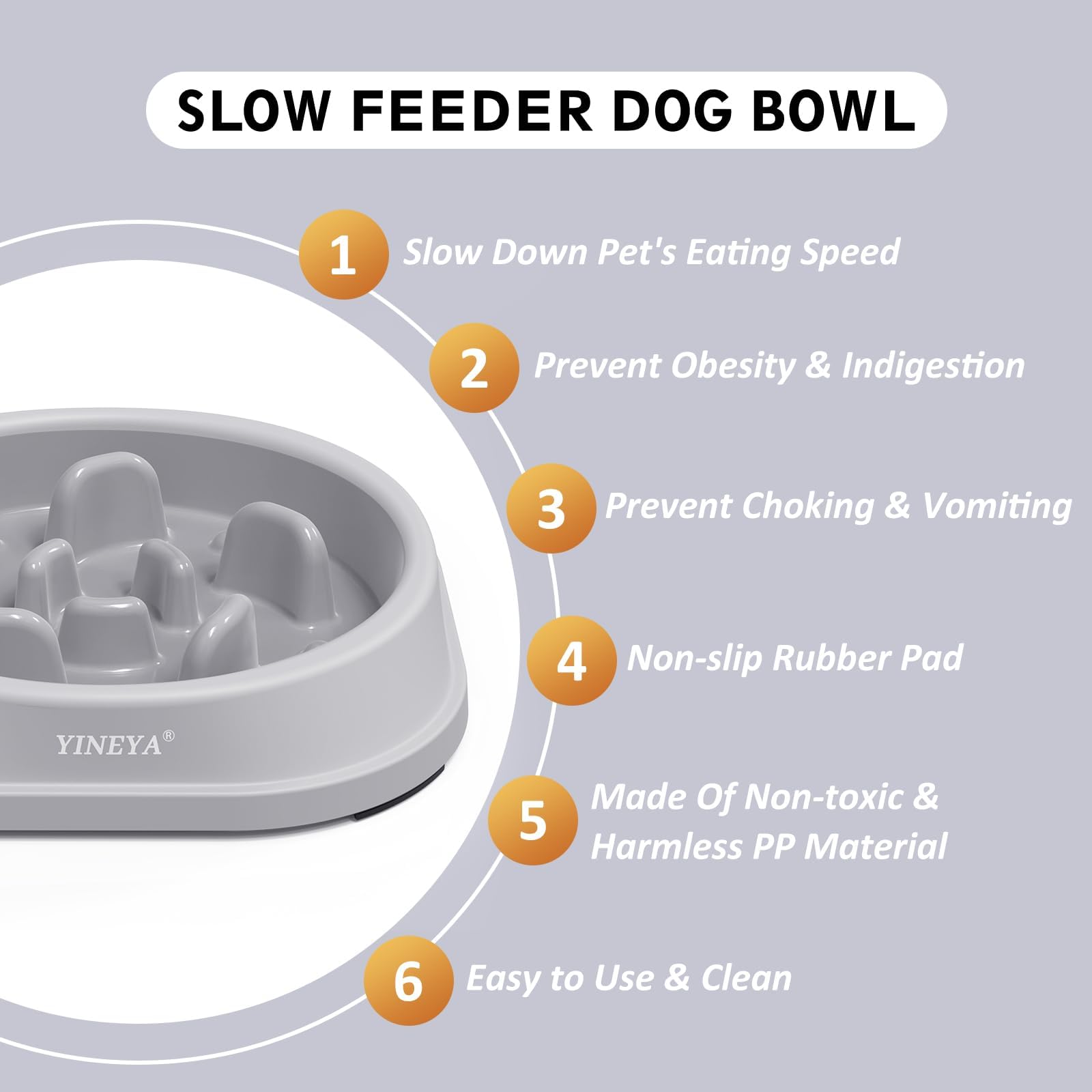 YINEYA 2PCS Slow Feeder Dog Bowls, Pet Supplies that Slow Down Eating, Pet Food Bowls, Maze Dog Puzzle Feeder for Medium Breed, Gray&Black, Medium