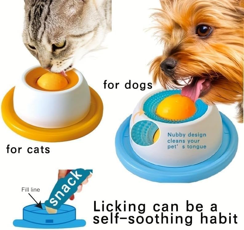 Dog Lick Bowl Roller Ball,Dog Licking Ball Bowl,Slow Feeder Bowl for Food Dispensing,Enhance Your pet's Mental abilities(Blue)