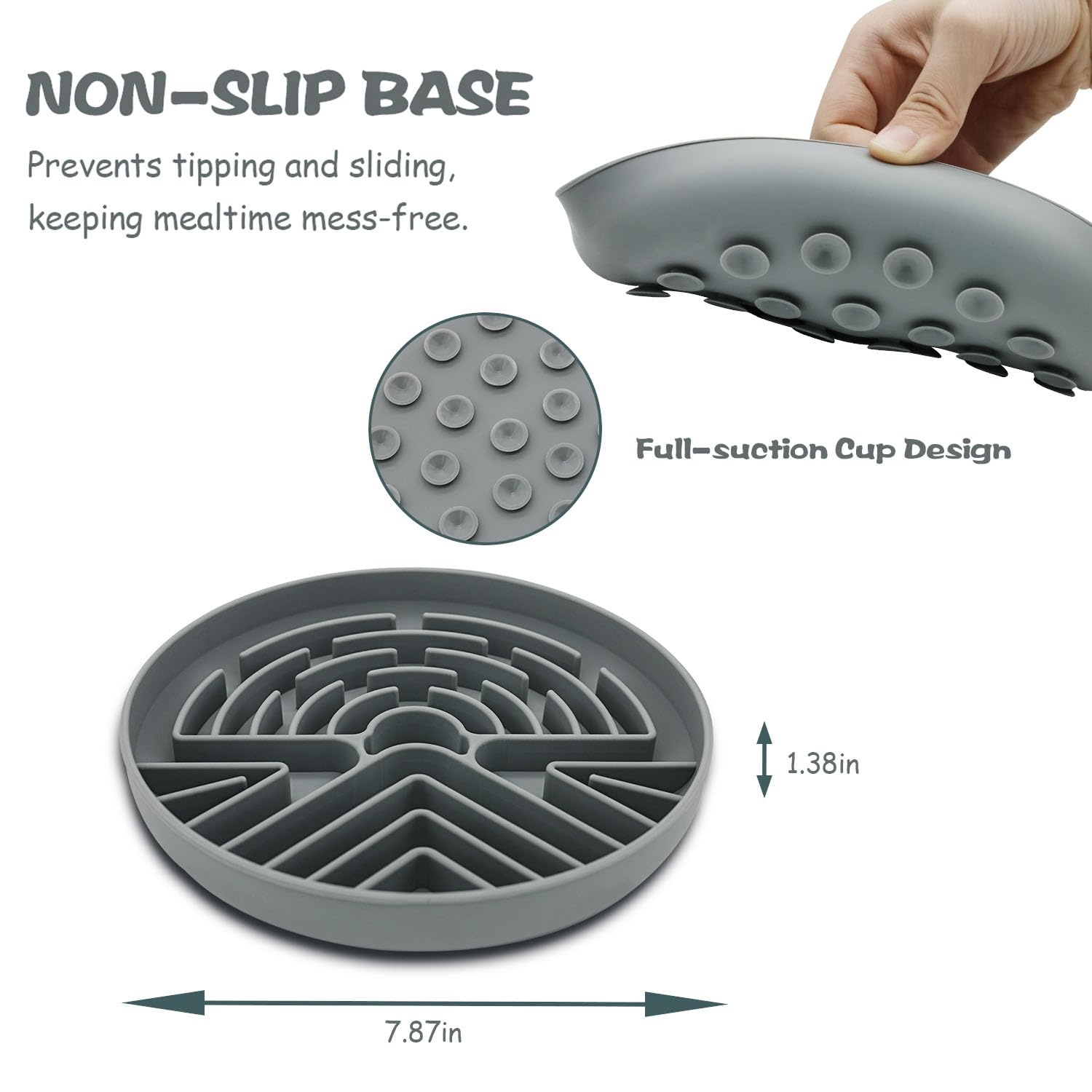 Slow Feeder Dog Bowl for Medium & Small Pets, Anti Choking Puzzle Dog Food Bowl with Non-Slip Base, Interactive Pet Slow Eating, Silicone Cat Feeder for Puppies & Cats