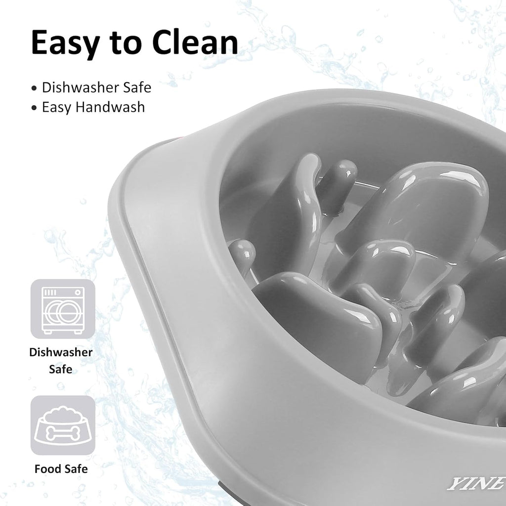 YINEYA 2PCS Slow Feeder Dog Bowls, Pet Supplies that Slow Down Eating, Pet Food Bowls, Maze Dog Puzzle Feeder for Medium Breed, Gray&Black, Medium