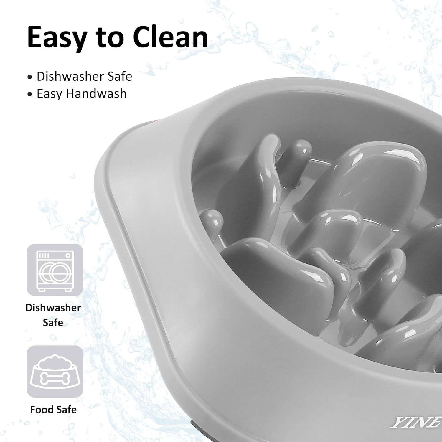 YINEYA 2PCS Slow Feeder Dog Bowls, Pet Supplies that Slow Down Eating, Pet Food Bowls, Maze Dog Puzzle Feeder for Medium Breed, Gray&Black, Medium
