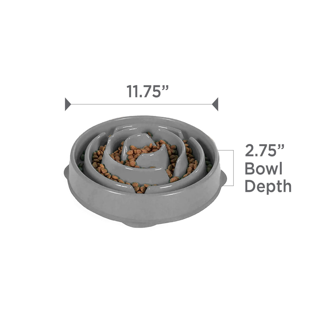 Fun Feeder Slo Bowl – Large 4‑Cup Capacity, Slow Feeding, Medium to Large Dogs, Non‑Slip, Turquoise, Drop Pattern
