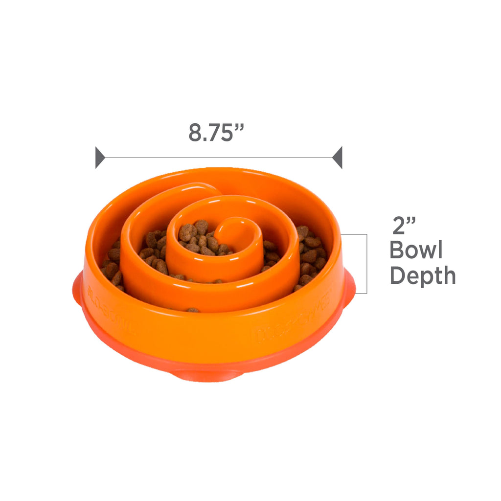 Fun Feeder Slo Bowl – Large 4‑Cup Capacity, Slow Feeding, Medium to Large Dogs, Non‑Slip, Turquoise, Drop Pattern