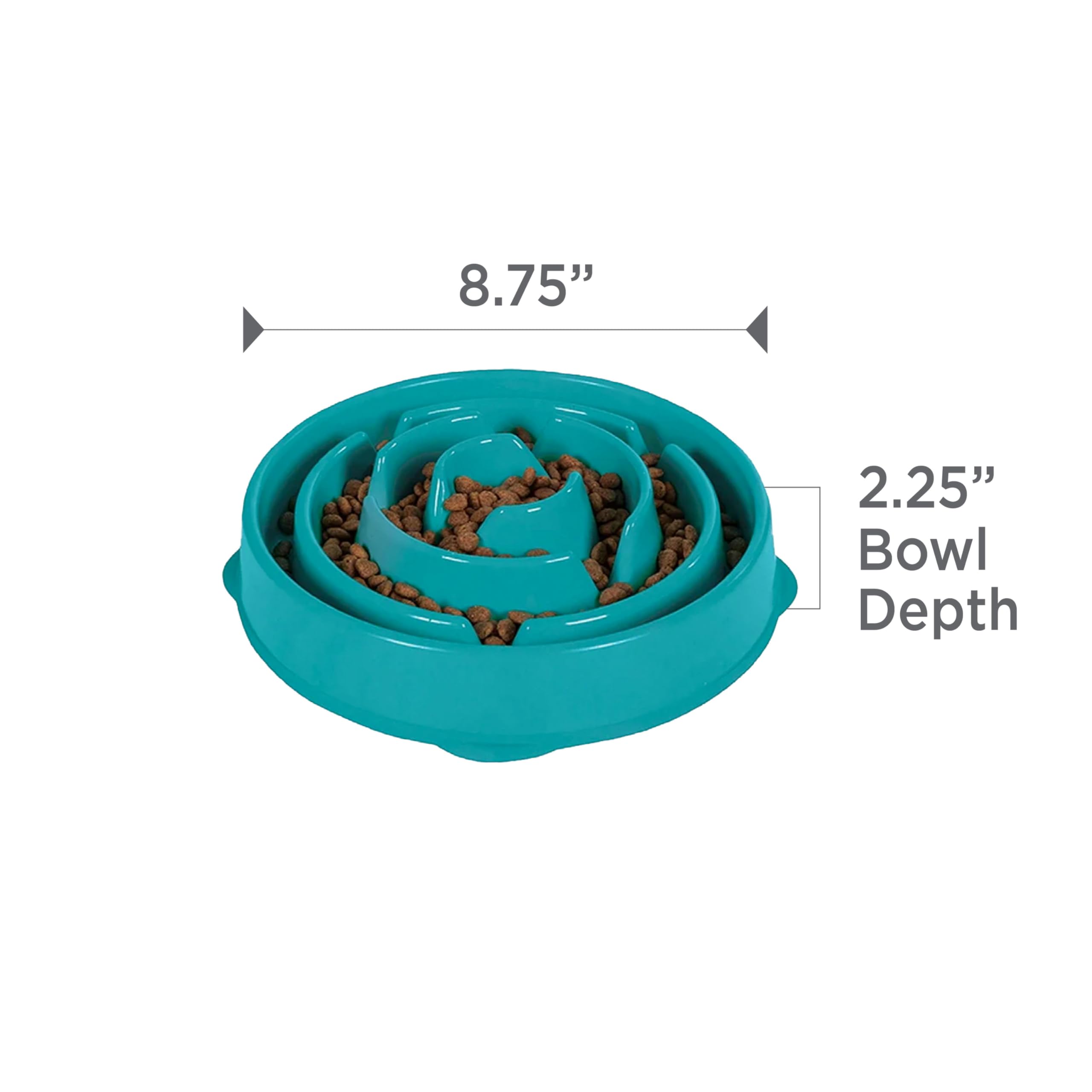 Fun Feeder Slo Bowl – Large 4‑Cup Capacity, Slow Feeding, Medium to Large Dogs, Non‑Slip, Turquoise, Drop Pattern
