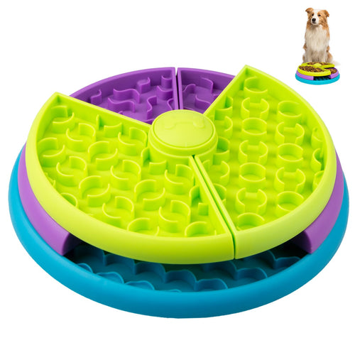 Atdoall Slow Feeder Dog Bowl, 3-Level Interactive Dog Puzzle Feeder
