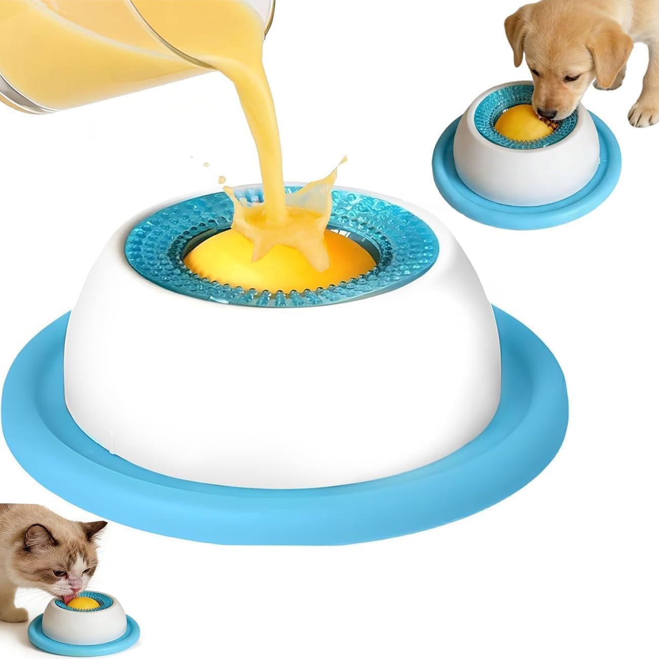 Dog Lick Bowl Roller Ball,Dog Licking Ball Bowl,Slow Feeder Bowl for Food Dispensing,Enhance Your pet's Mental abilities(Blue)