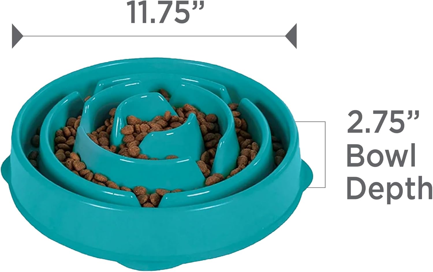Fun Feeder Slo Bowl – Large 4‑Cup Capacity, Slow Feeding, Medium to Large Dogs, Non‑Slip, Turquoise, Drop Pattern