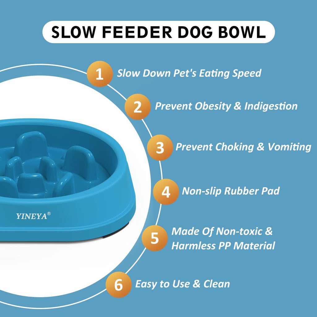 YINEYA 2PCS Slow Feeder Dog Bowls, Pet Supplies that Slow Down Eating, Pet Food Bowls, Maze Dog Puzzle Feeder for Medium Breed, Gray&Black, Medium