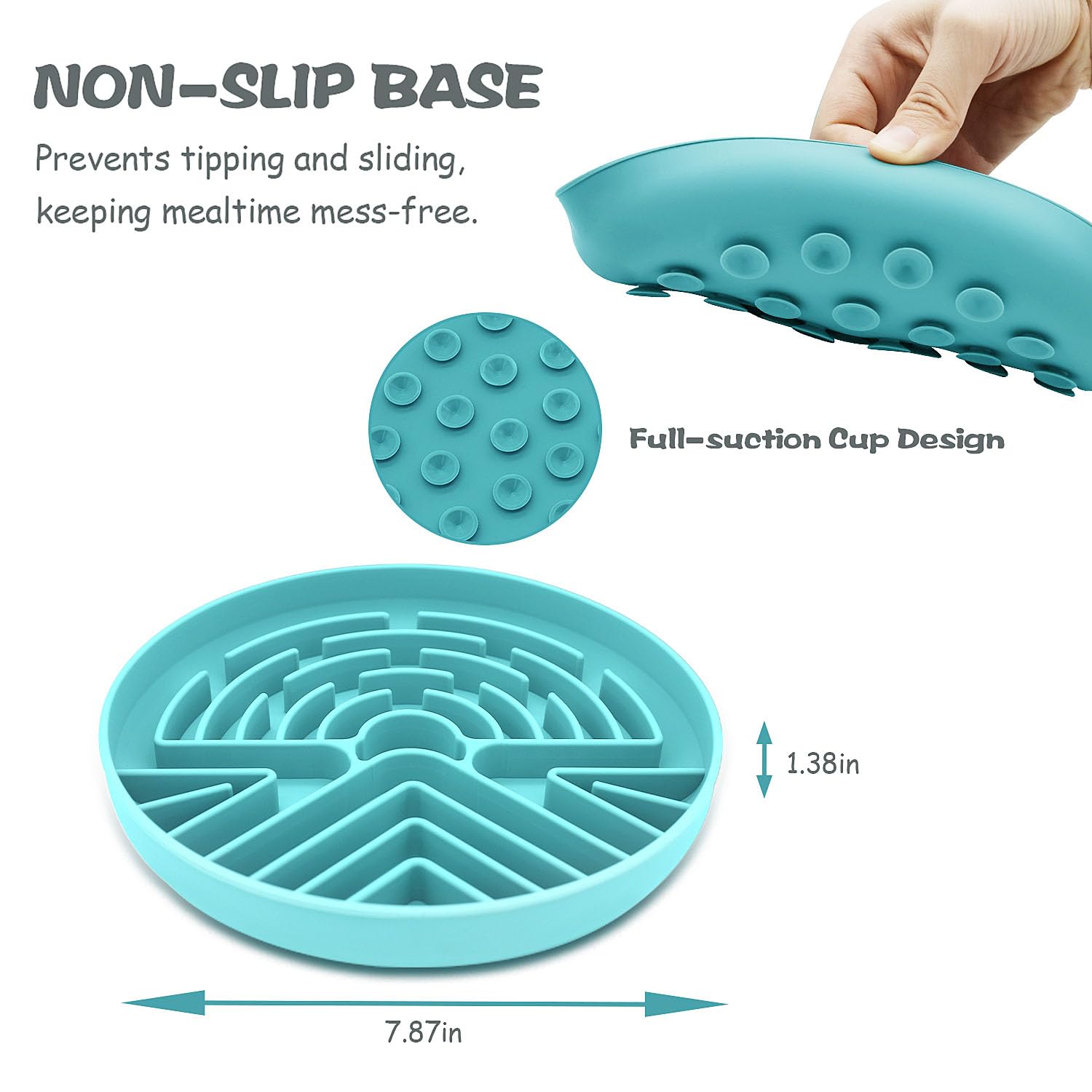 Slow Feeder Dog Bowl for Large & Small Pets, Anti Choking Puzzle Dog Food Bowl with Non-Slip Base, Interactive Pet Slow Eating, Silicone Cat Feeder for Puppies & Cats 20 * 20 * 3.5CM
