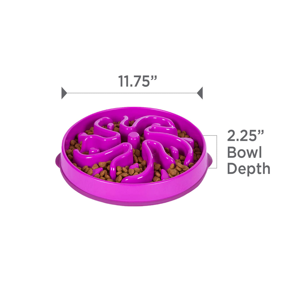 Fun Feeder Slo Bowl – Large 4‑Cup Capacity, Slow Feeding, Medium to Large Dogs, Non‑Slip, Turquoise, Drop Pattern