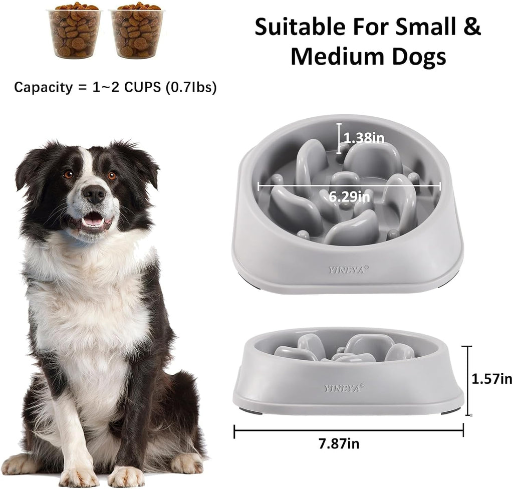 YINEYA 2PCS Slow Feeder Dog Bowls, Pet Supplies that Slow Down Eating, Pet Food Bowls, Maze Dog Puzzle Feeder for Medium Breed, Gray&Black, Medium