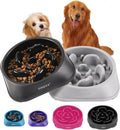 YINEYA 2PCS Slow Feeder Dog Bowls, Pet Supplies that Slow Down Eating, Pet Food Bowls, Maze Dog Puzzle Feeder for Medium Breed, Gray&Black, Medium