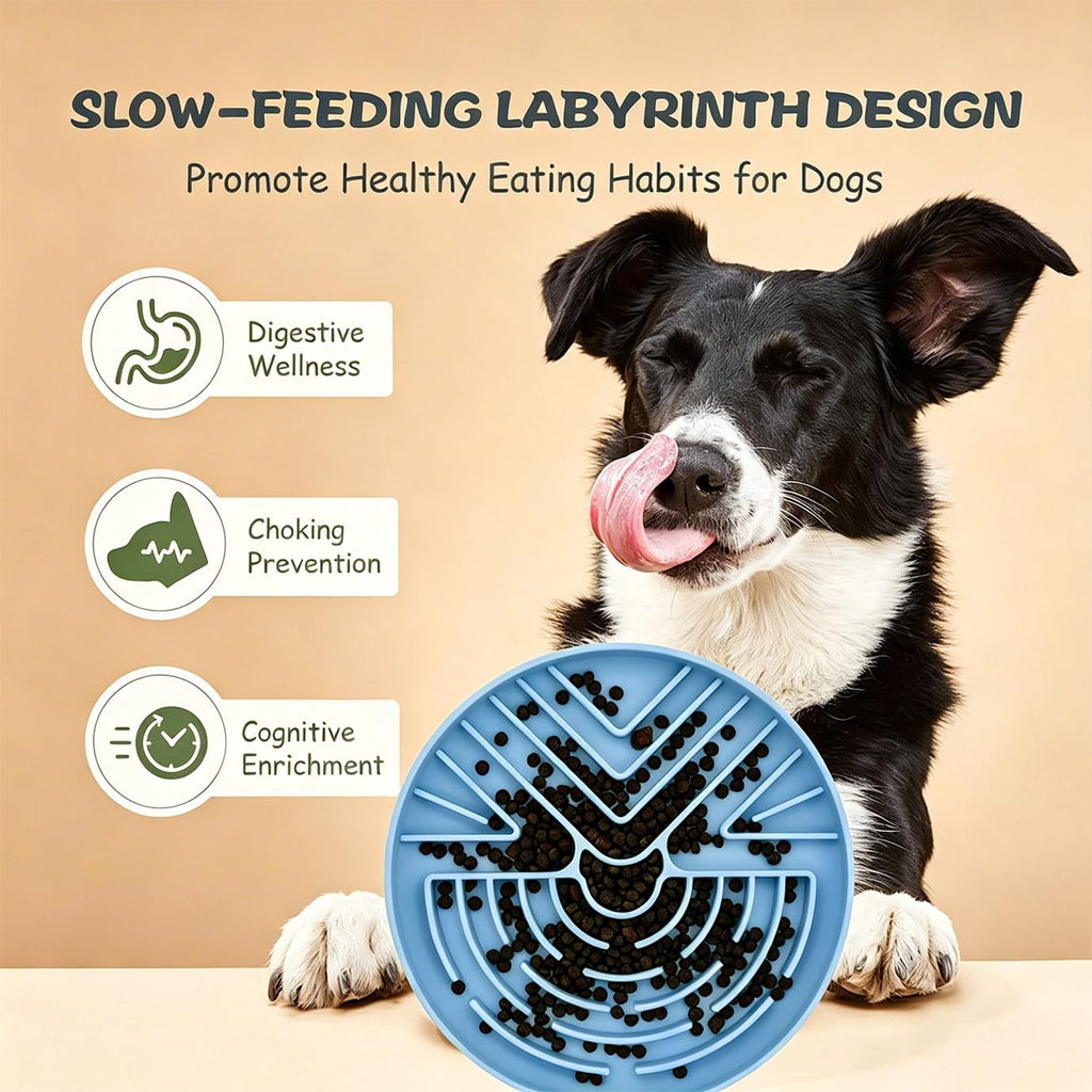 Slow Feeder Dog Bowl for Large & Small Pets, Anti Choking Puzzle Dog Food Bowl with Non-Slip Base, Interactive Pet Slow Eating, Silicone Cat Feeder for Puppies & Cats 20 * 20 * 3.5CM