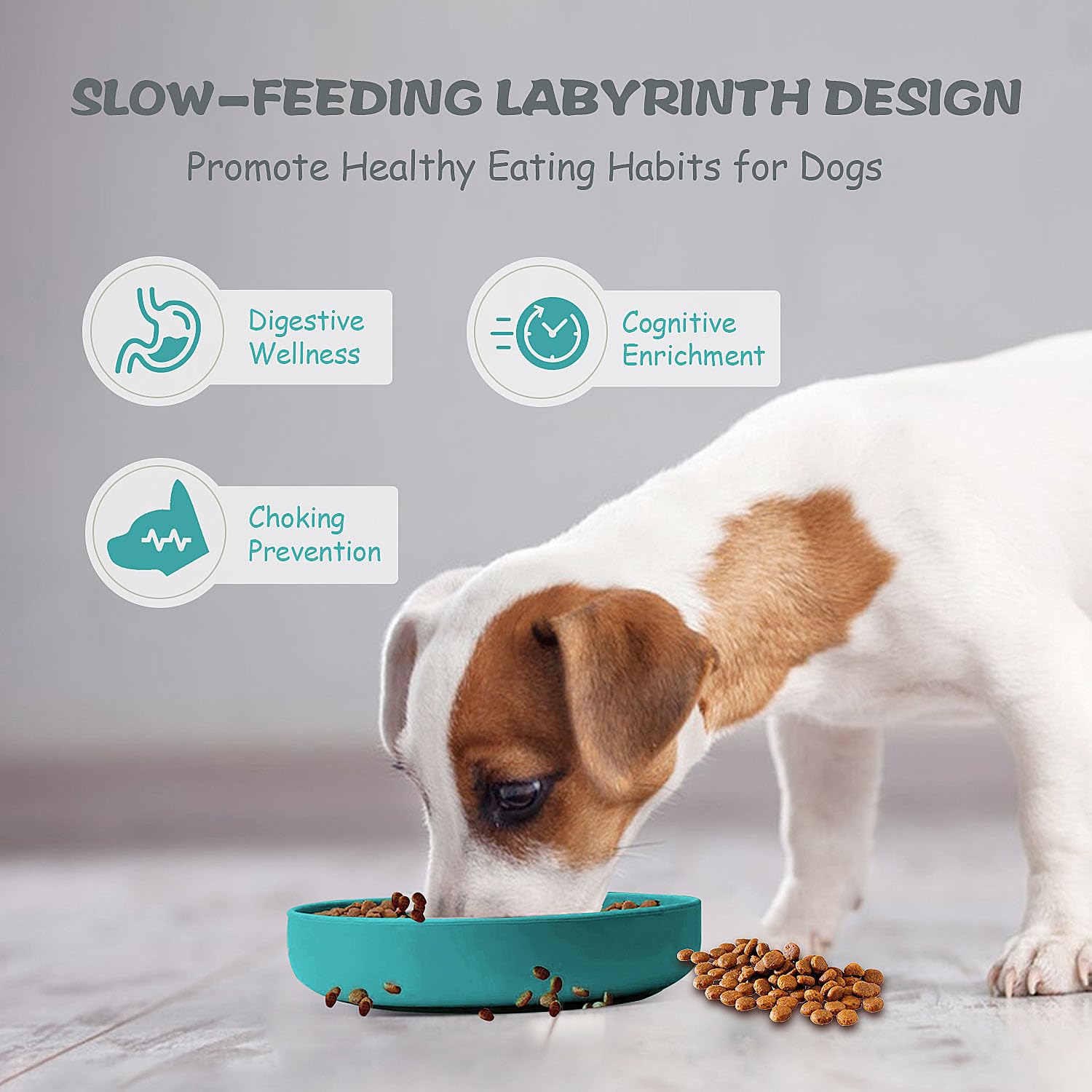 Slow Feeder Dog Bowl for Large & Small Pets, Anti Choking Puzzle Dog Food Bowl with Non-Slip Base, Interactive Pet Slow Eating, Silicone Cat Feeder for Puppies & Cats 20 * 20 * 3.5CM