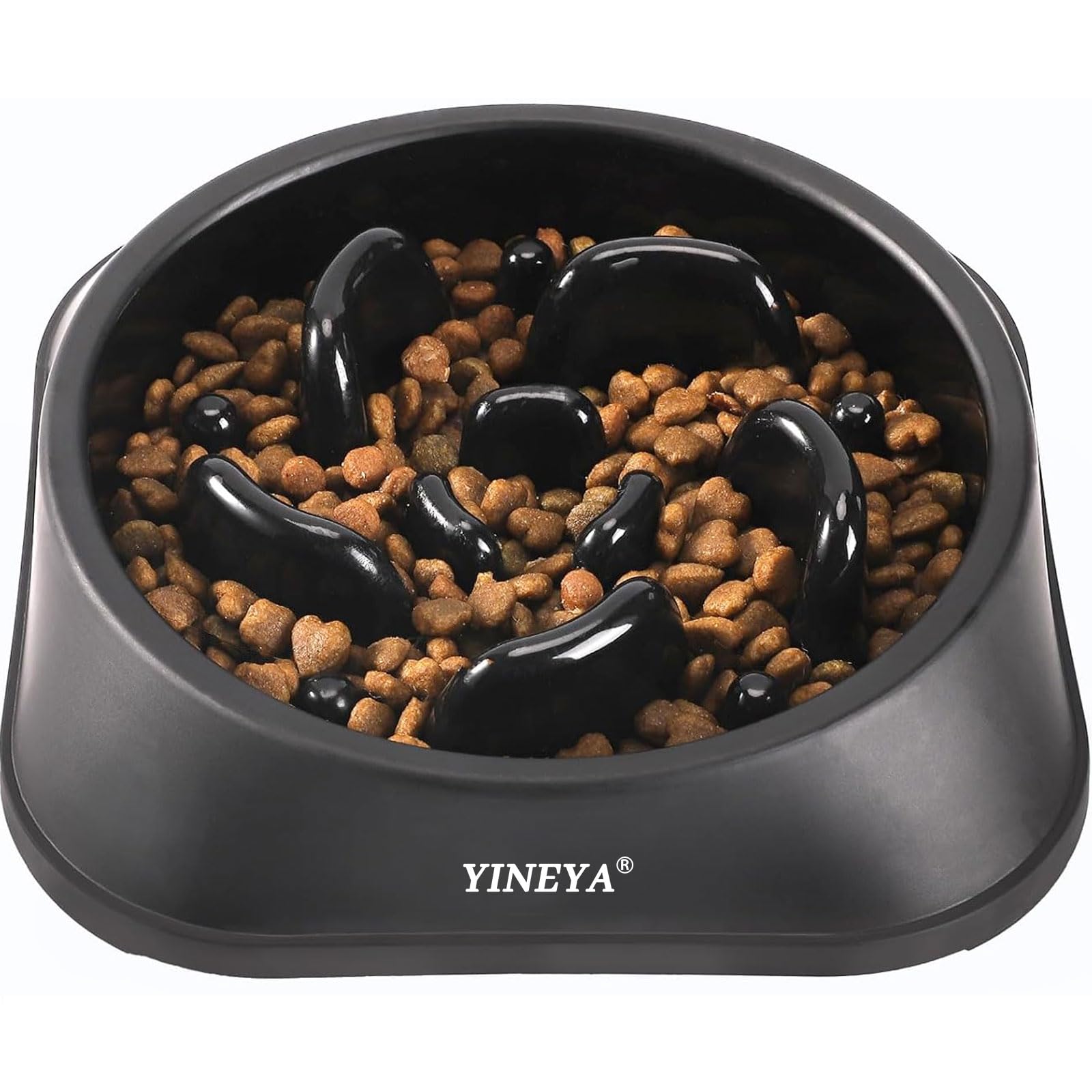 YINEYA 2PCS Slow Feeder Dog Bowls, Pet Supplies that Slow Down Eating, Pet Food Bowls, Maze Dog Puzzle Feeder for Medium Breed, Gray&Black, Medium