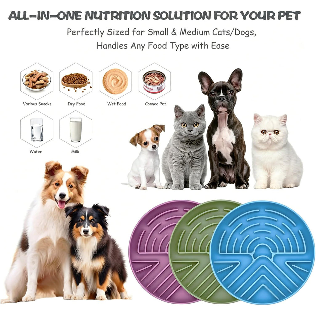 Slow Feeder Dog Bowl for Large & Small Pets, Anti Choking Puzzle Dog Food Bowl with Non-Slip Base, Interactive Pet Slow Eating, Silicone Cat Feeder for Puppies & Cats 20 * 20 * 3.5CM