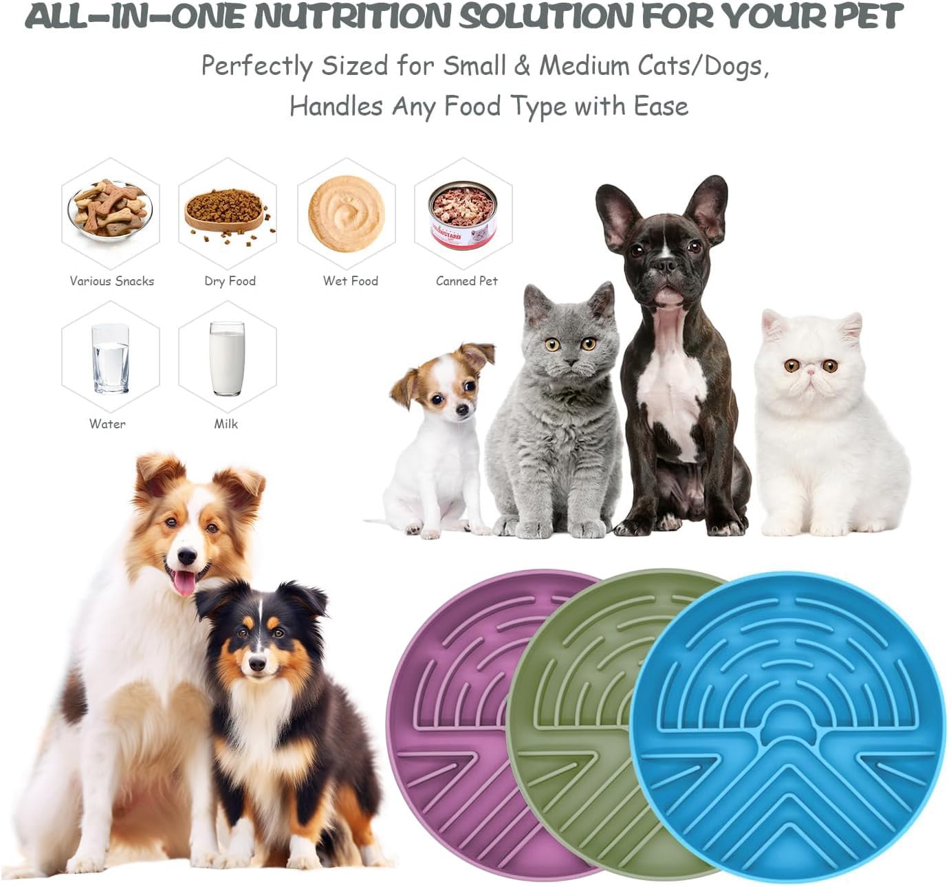 Slow Feeder Dog Bowl for Large & Small Pets, Anti Choking Puzzle Dog Food Bowl with Non-Slip Base, Interactive Pet Slow Eating, Silicone Cat Feeder for Puppies & Cats 20 * 20 * 3.5CM