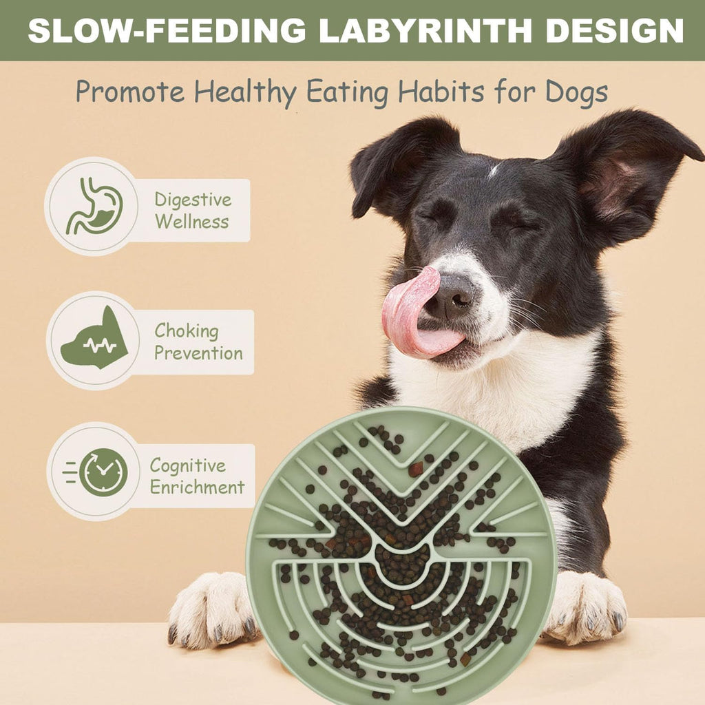 Slow Feeder Dog Bowl for Medium & Small Pets, Anti Choking Puzzle Dog Food Bowl with Non-Slip Base, Interactive Pet Slow Eating, Silicone Cat Feeder for Puppies & Cats