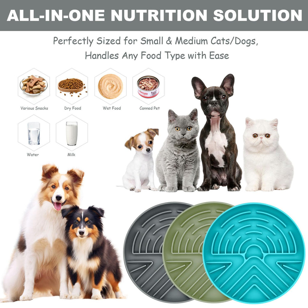 Slow Feeder Dog Bowl for Medium & Small Pets, Anti Choking Puzzle Dog Food Bowl with Non-Slip Base, Interactive Pet Slow Eating, Silicone Cat Feeder for Puppies & Cats