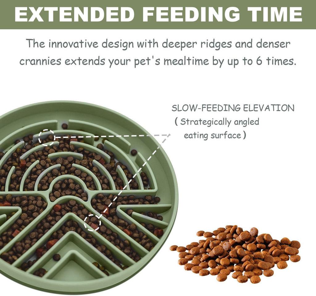 Slow Feeder Dog Bowl for Medium & Small Pets, Anti Choking Puzzle Dog Food Bowl with Non-Slip Base, Interactive Pet Slow Eating, Silicone Cat Feeder for Puppies & Cats