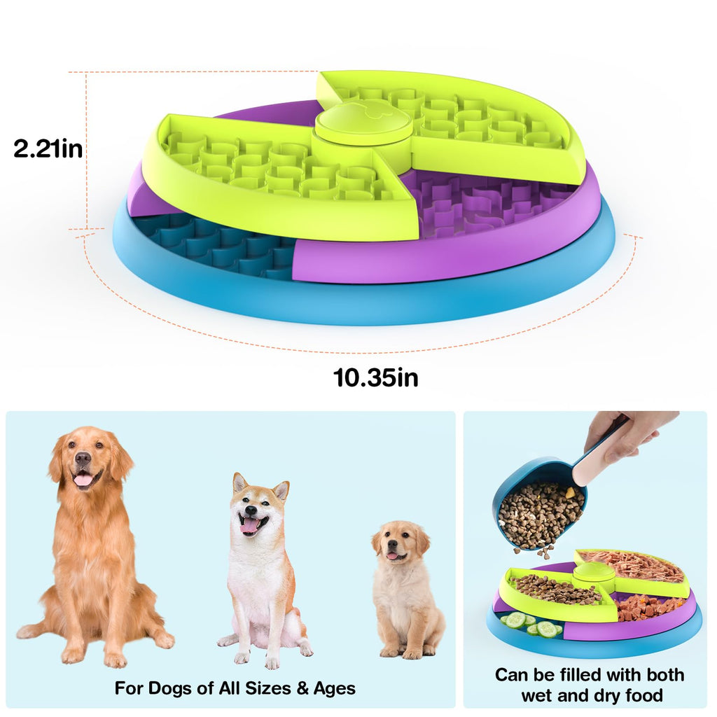 Atdoall Slow Feeder Dog Bowl, 3-Level Interactive Dog Puzzle Feeder