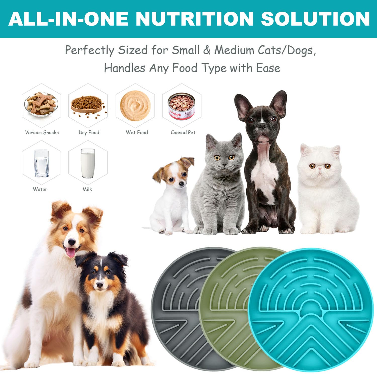 Slow Feeder Dog Bowl for Large & Small Pets, Anti Choking Puzzle Dog Food Bowl with Non-Slip Base, Interactive Pet Slow Eating, Silicone Cat Feeder for Puppies & Cats 20 * 20 * 3.5CM