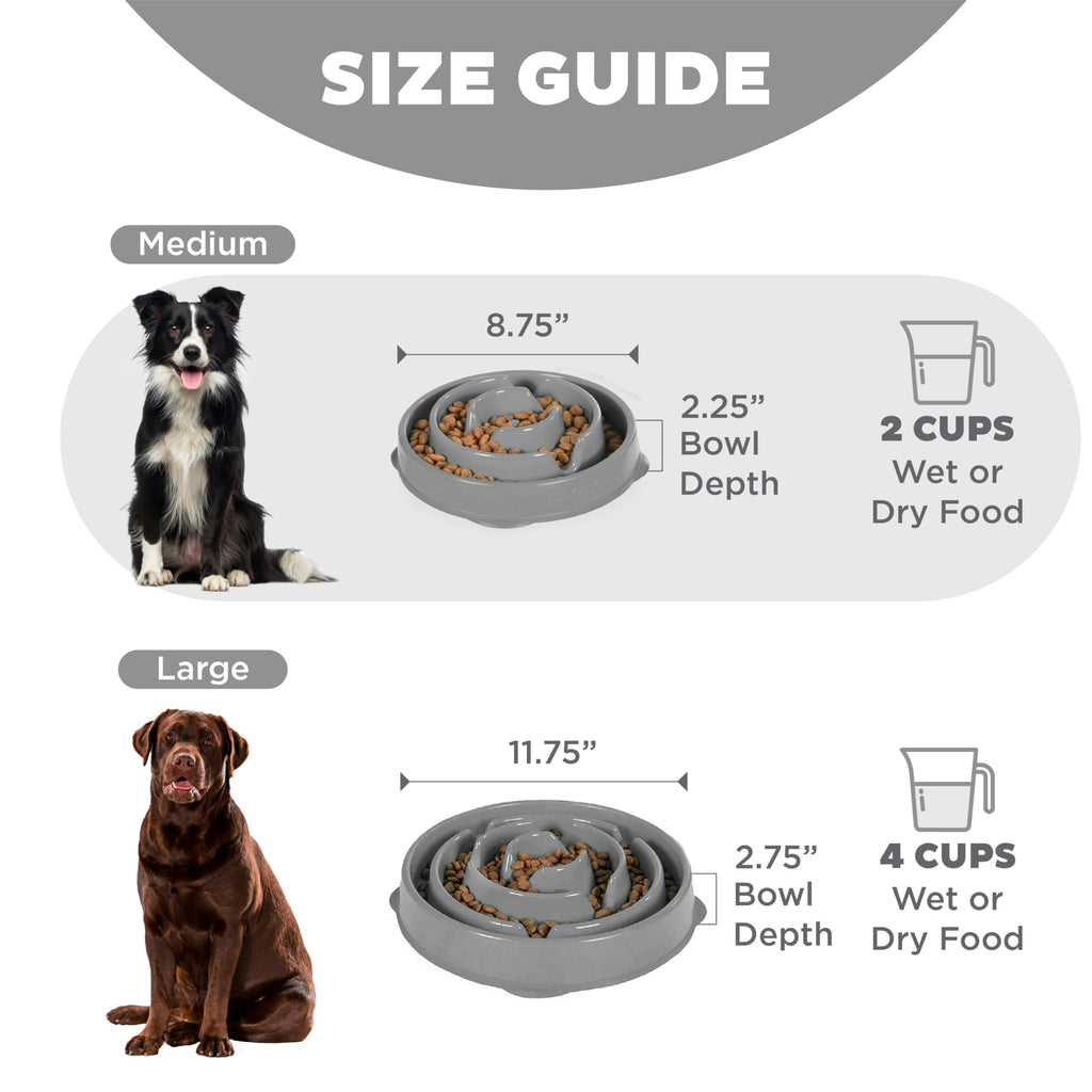 Fun Feeder Slo Bowl – Large 4‑Cup Capacity, Slow Feeding, Medium to Large Dogs, Non‑Slip, Turquoise, Drop Pattern