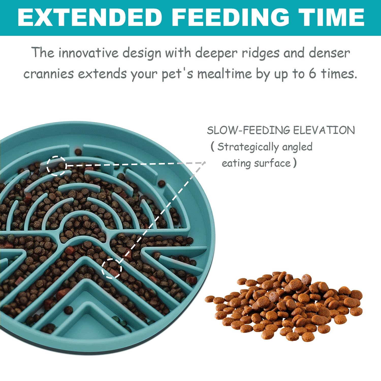 Slow Feeder Dog Bowl for Large & Small Pets, Anti Choking Puzzle Dog Food Bowl with Non-Slip Base, Interactive Pet Slow Eating, Silicone Cat Feeder for Puppies & Cats 20 * 20 * 3.5CM