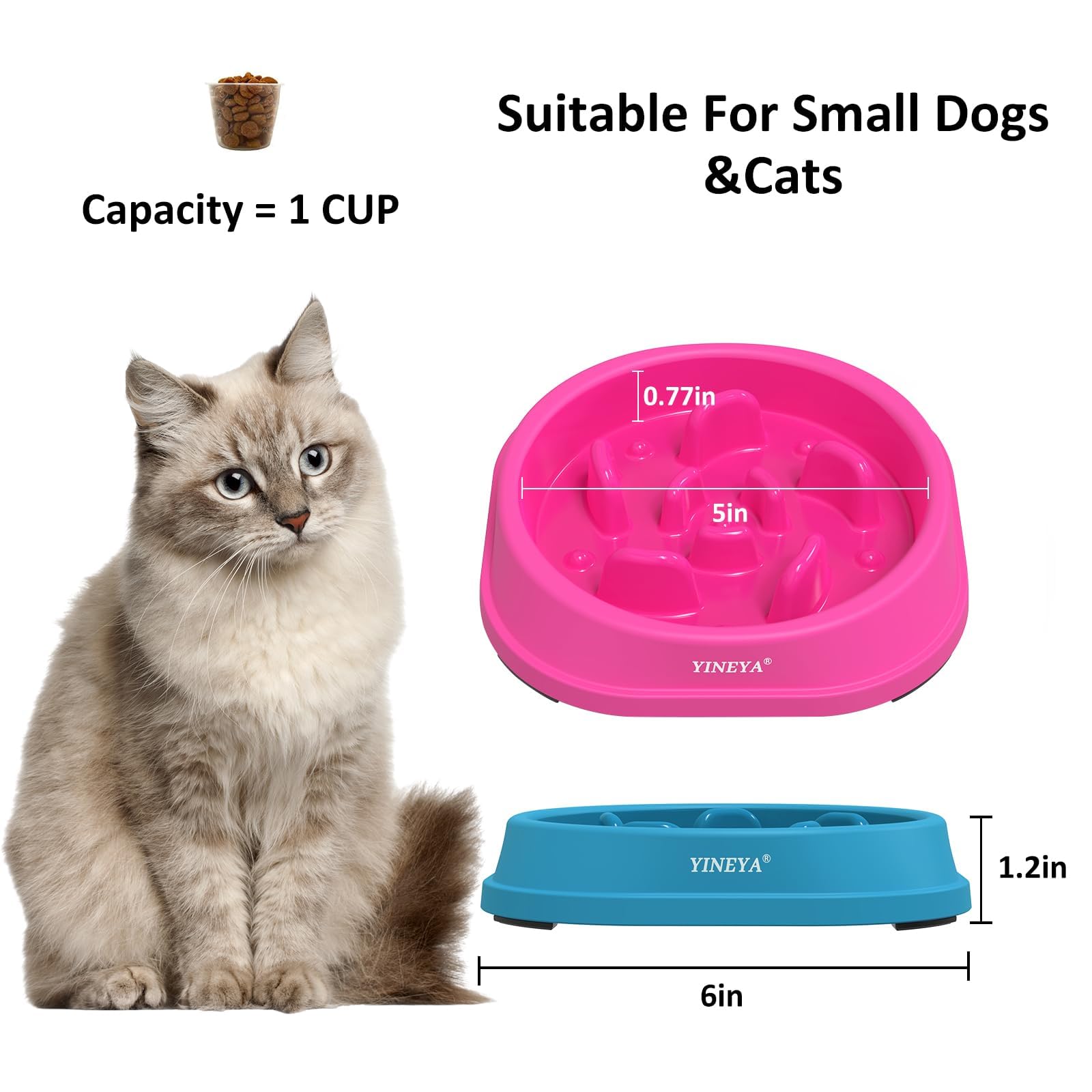 YINEYA 2PCS Slow Feeder Dog Bowls, Pet Supplies that Slow Down Eating, Pet Food Bowls, Maze Dog Puzzle Feeder for Medium Breed, Gray&Black, Medium