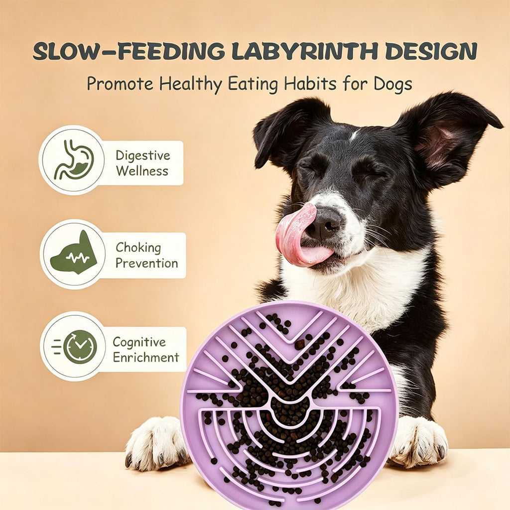 Slow Feeder Dog Bowl for Large & Small Pets, Anti Choking Puzzle Dog Food Bowl with Non-Slip Base, Interactive Pet Slow Eating, Silicone Cat Feeder for Puppies & Cats 20 * 20 * 3.5CM