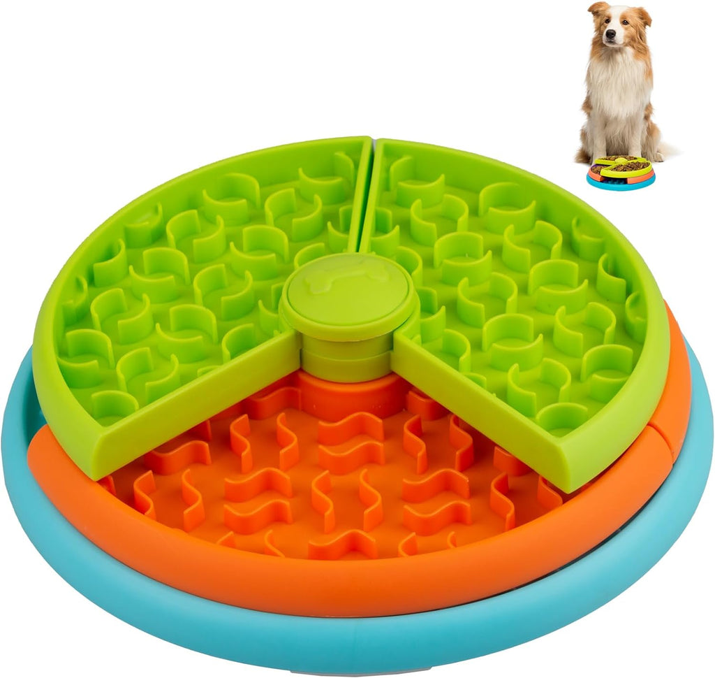 Atdoall Slow Feeder Dog Bowl, 3-Level Interactive Dog Puzzle Feeder