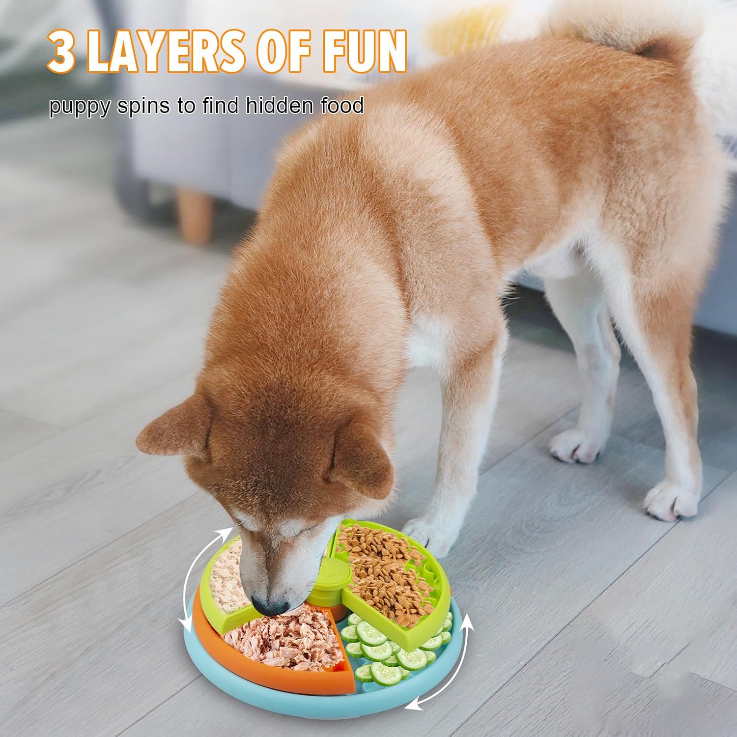 Atdoall Slow Feeder Dog Bowl, 3-Level Interactive Dog Puzzle Feeder