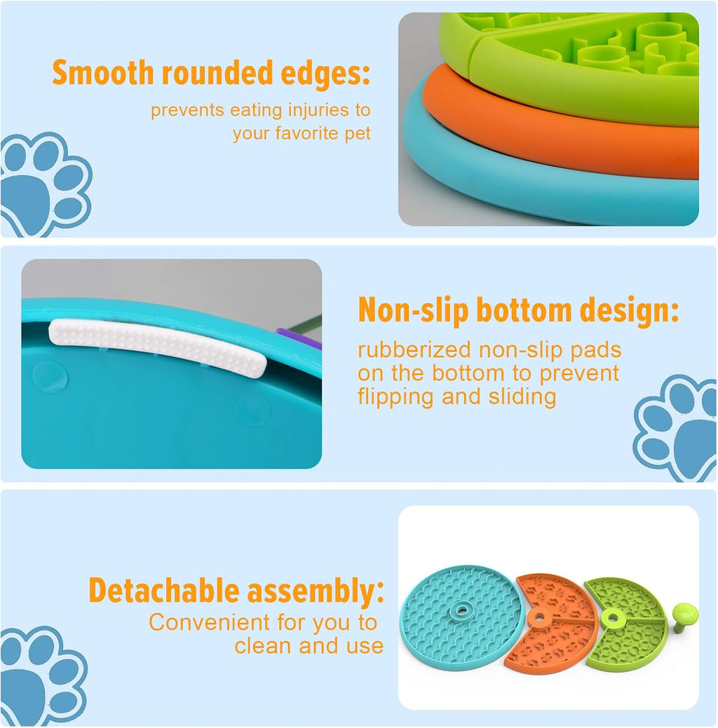 Atdoall Slow Feeder Dog Bowl, 3-Level Interactive Dog Puzzle Feeder