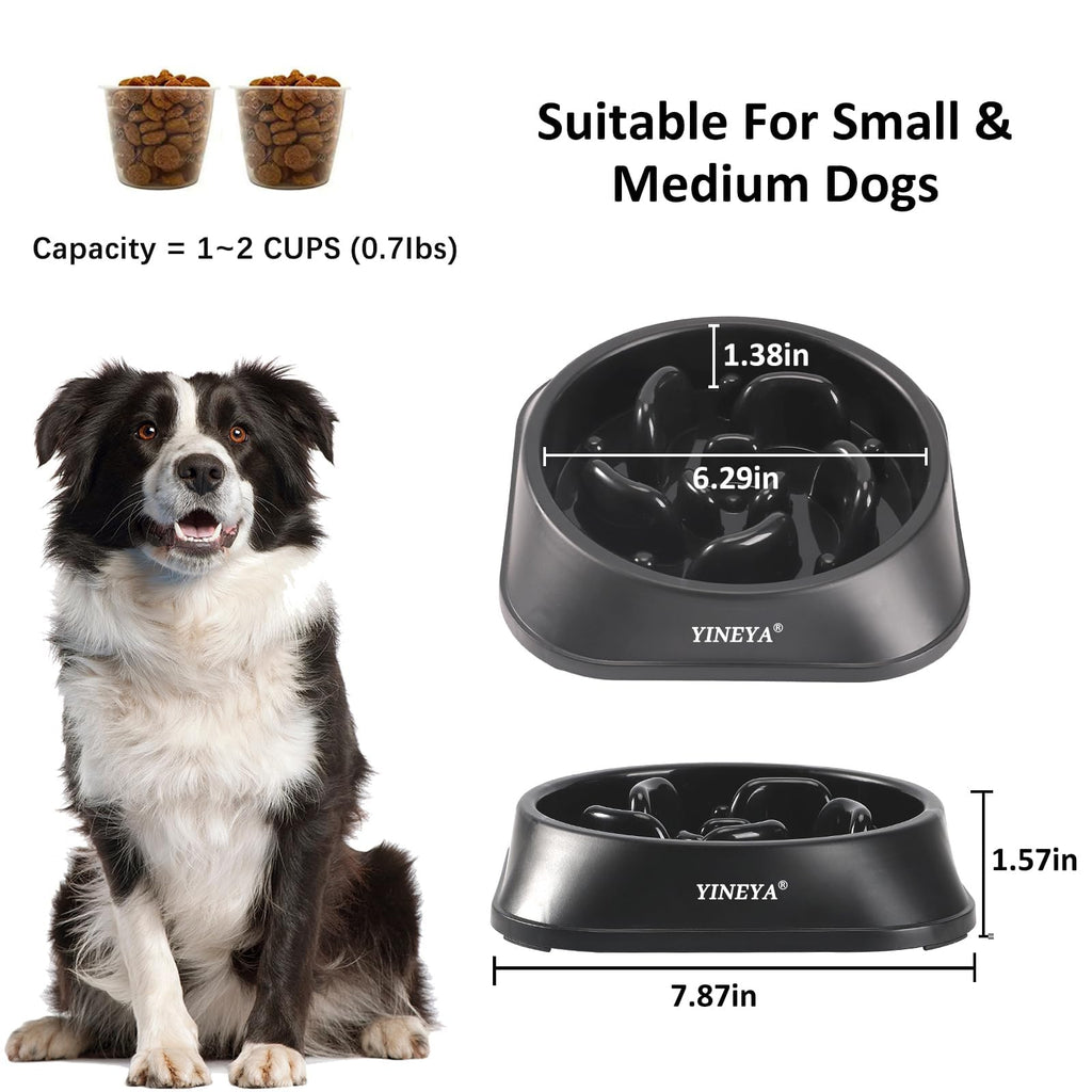 YINEYA 2PCS Slow Feeder Dog Bowls, Pet Supplies that Slow Down Eating, Pet Food Bowls, Maze Dog Puzzle Feeder for Medium Breed, Gray&Black, Medium