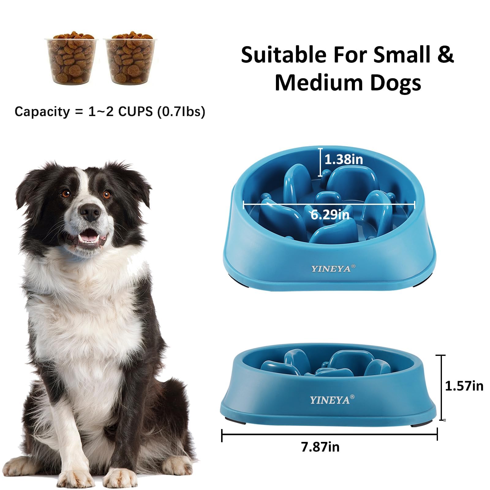 YINEYA 2PCS Slow Feeder Dog Bowls, Pet Supplies that Slow Down Eating, Pet Food Bowls, Maze Dog Puzzle Feeder for Medium Breed, Gray&Black, Medium