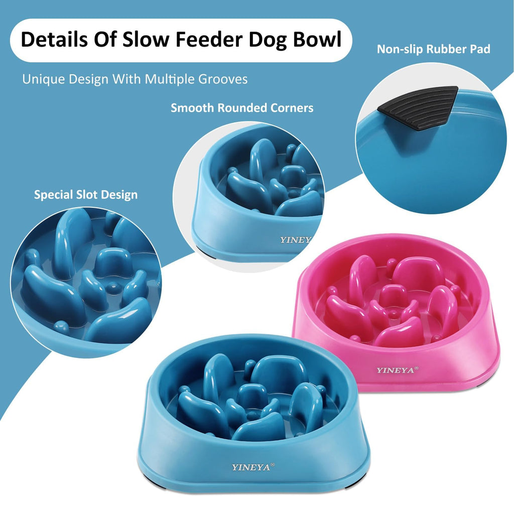 YINEYA 2PCS Slow Feeder Dog Bowls, Pet Supplies that Slow Down Eating, Pet Food Bowls, Maze Dog Puzzle Feeder for Medium Breed, Gray&Black, Medium