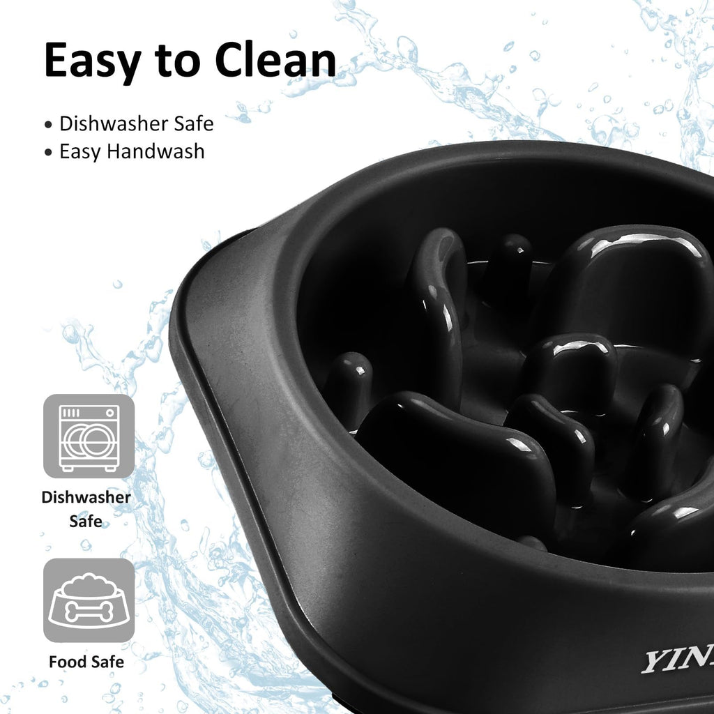 YINEYA 2PCS Slow Feeder Dog Bowls, Pet Supplies that Slow Down Eating, Pet Food Bowls, Maze Dog Puzzle Feeder for Medium Breed, Gray&Black, Medium