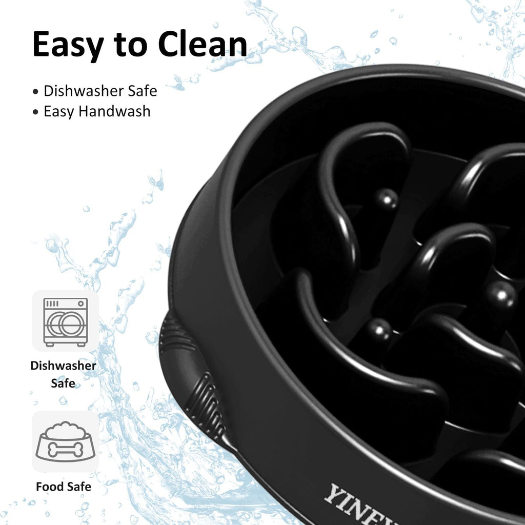 YINEYA 2PCS Slow Feeder Dog Bowls, Pet Supplies that Slow Down Eating, Pet Food Bowls, Maze Dog Puzzle Feeder for Medium Breed, Gray&Black, Medium
