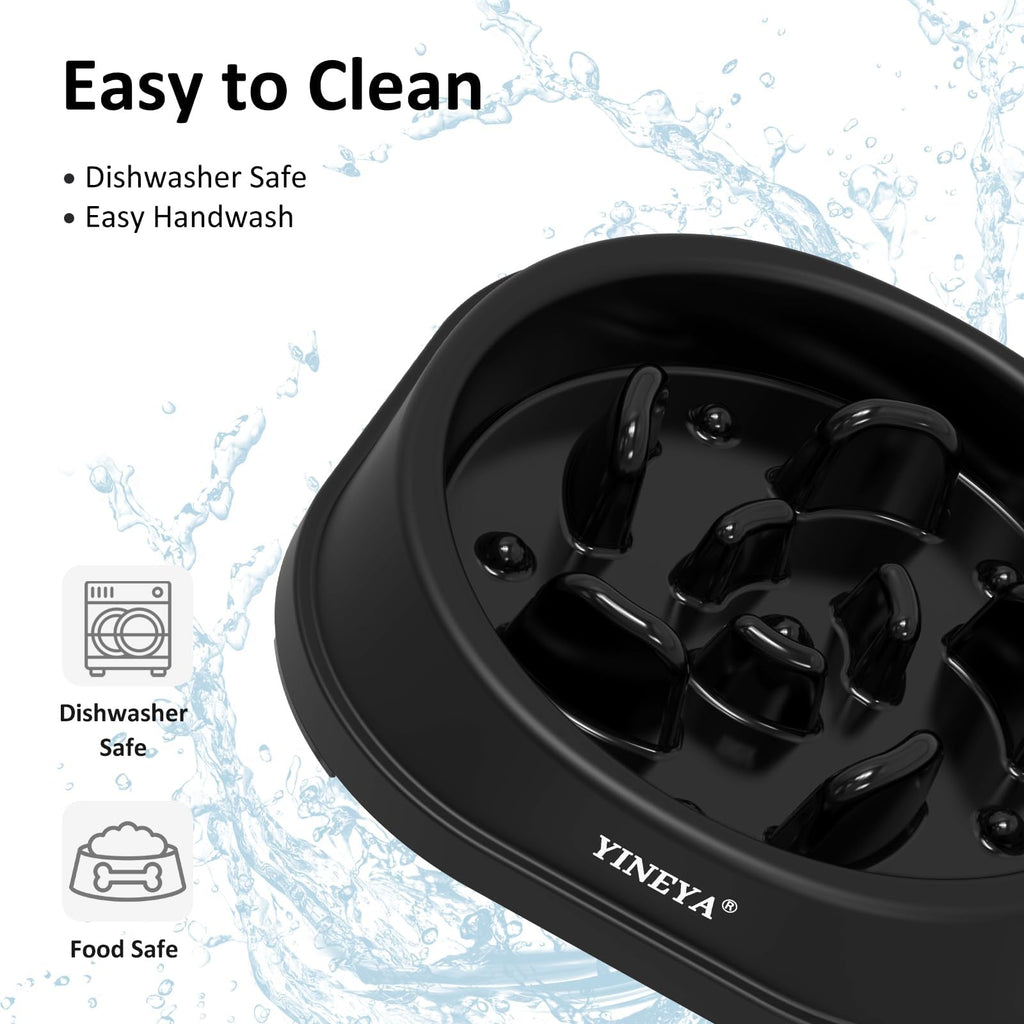 YINEYA 2PCS Slow Feeder Dog Bowls, Pet Supplies that Slow Down Eating, Pet Food Bowls, Maze Dog Puzzle Feeder for Medium Breed, Gray&Black, Medium