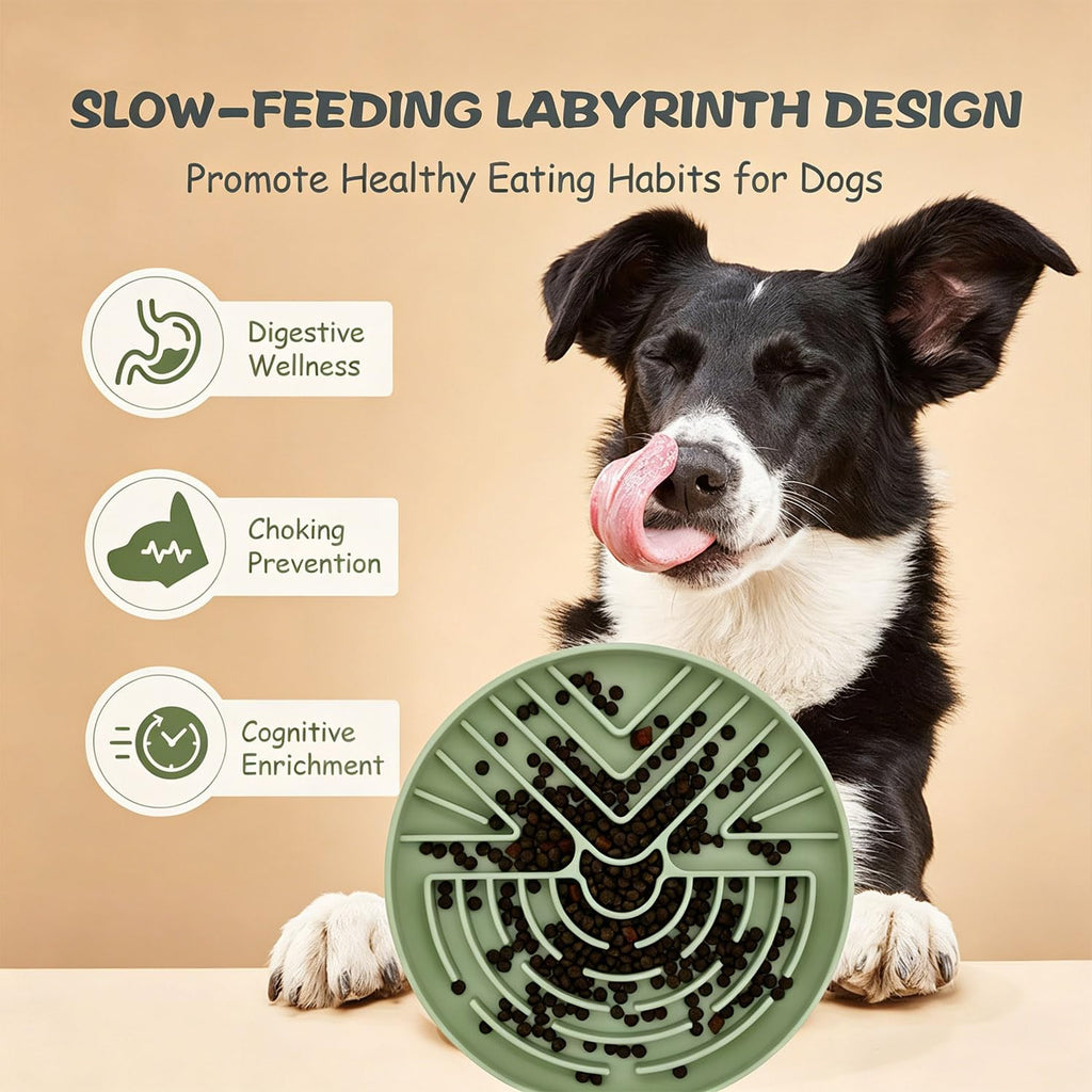 Slow Feeder Dog Bowl for Large & Small Pets, Anti Choking Puzzle Dog Food Bowl with Non-Slip Base, Interactive Pet Slow Eating, Silicone Cat Feeder for Puppies & Cats 20 * 20 * 3.5CM