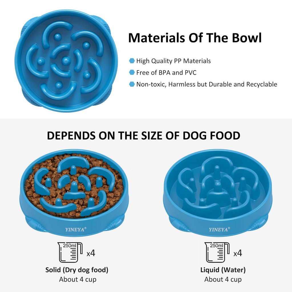 YINEYA 2PCS Slow Feeder Dog Bowls, Pet Supplies that Slow Down Eating, Pet Food Bowls, Maze Dog Puzzle Feeder for Medium Breed, Gray&Black, Medium