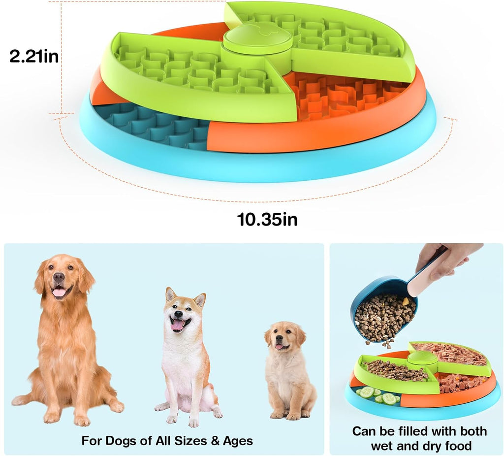 Atdoall Slow Feeder Dog Bowl, 3-Level Interactive Dog Puzzle Feeder