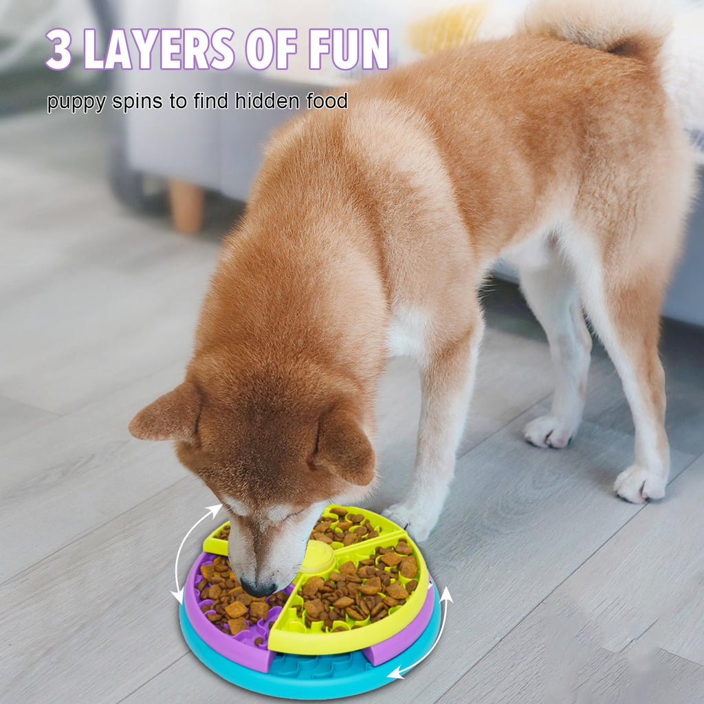 Atdoall Slow Feeder Dog Bowl, 3-Level Interactive Dog Puzzle Feeder