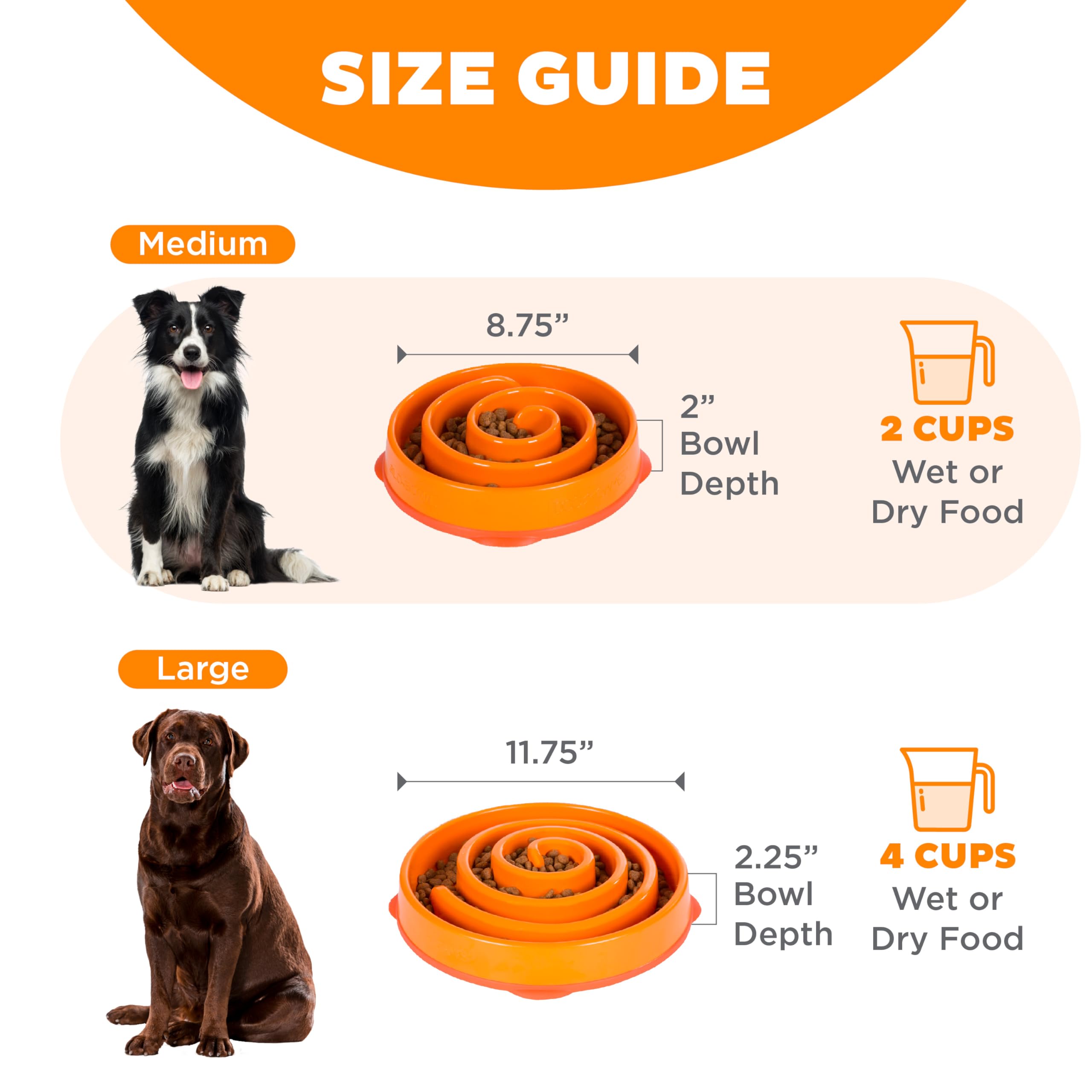 Fun Feeder Slo Bowl – Large 4‑Cup Capacity, Slow Feeding, Medium to Large Dogs, Non‑Slip, Turquoise, Drop Pattern