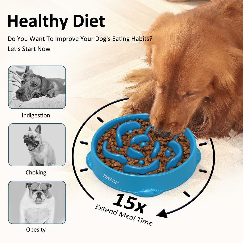 YINEYA 2PCS Slow Feeder Dog Bowls, Pet Supplies that Slow Down Eating, Pet Food Bowls, Maze Dog Puzzle Feeder for Medium Breed, Gray&Black, Medium
